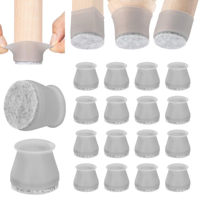 Aneaseit Chair Leg Floor Protectors - 16 pcs Gray - Felt Bottom Silicone Pads for Hardwood Floors & Furniture Feet - Rubber Caps for Chairs - Medium - Image 1